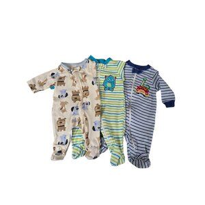 Baby Boys 3pc Sleep & Play Lot Garanimals Faded Glory Just One You Zip Up